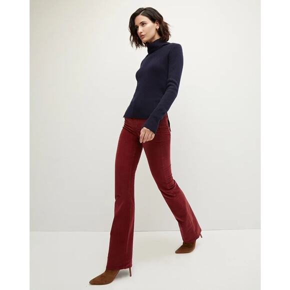 Veronica Beard Cameron Bootcut Corduroy Jeans Oxblood Red Size 23 High Waisted - Picture 1 of 16